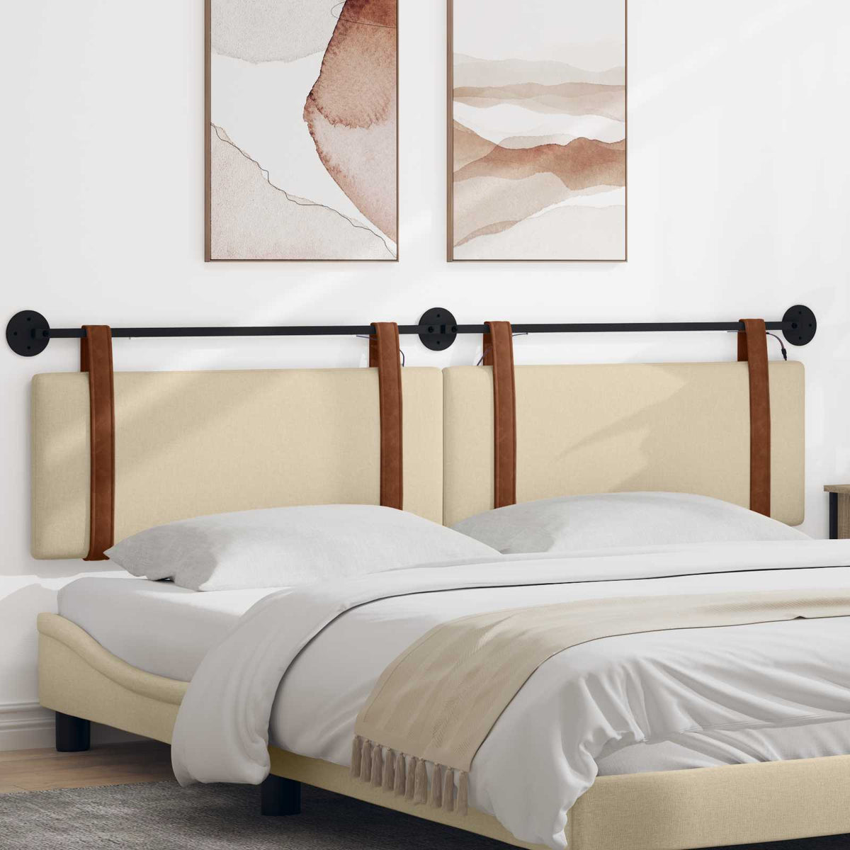 Hangend hoofdbord Met LED-verlichting Crèmekleurig Antiek PU is nu te koop bij PeponiXL, paradijselijk wonen!