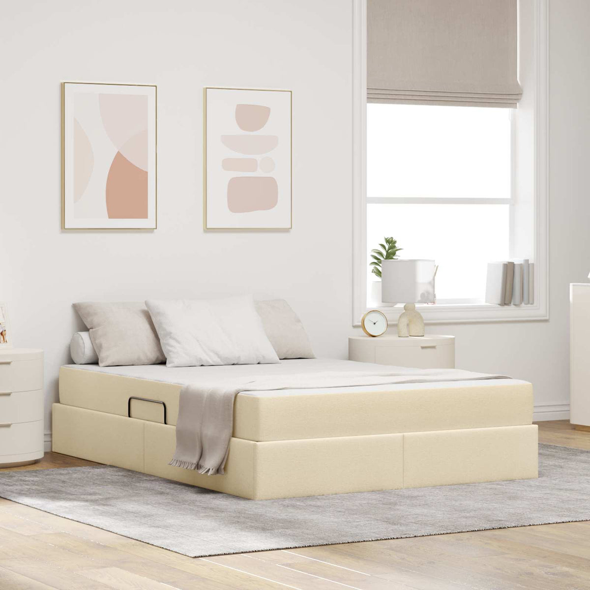 Opbergbed met matras met matras Crème 140 x 200 cm Polyester is nu te koop bij PeponiXL, paradijselijk wonen!