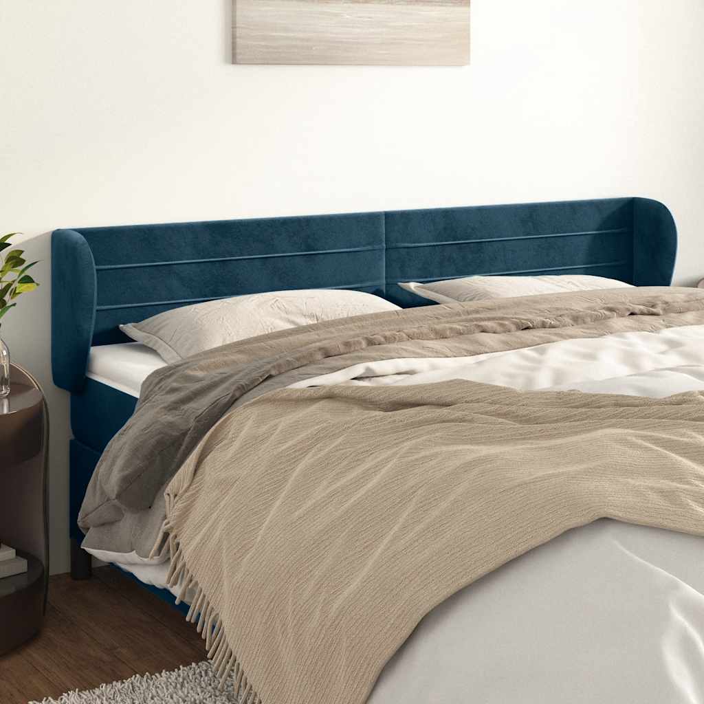 Hoofdbord met randen 163x23x78/88 cm fluweel donkerblauw is nu te koop bij PeponiXL, paradijselijk wonen!