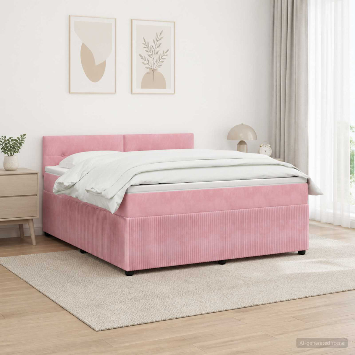 Boxspringbed met matras Roze 140 x 200 cm Fluweel is nu te koop bij PeponiXL, paradijselijk wonen!