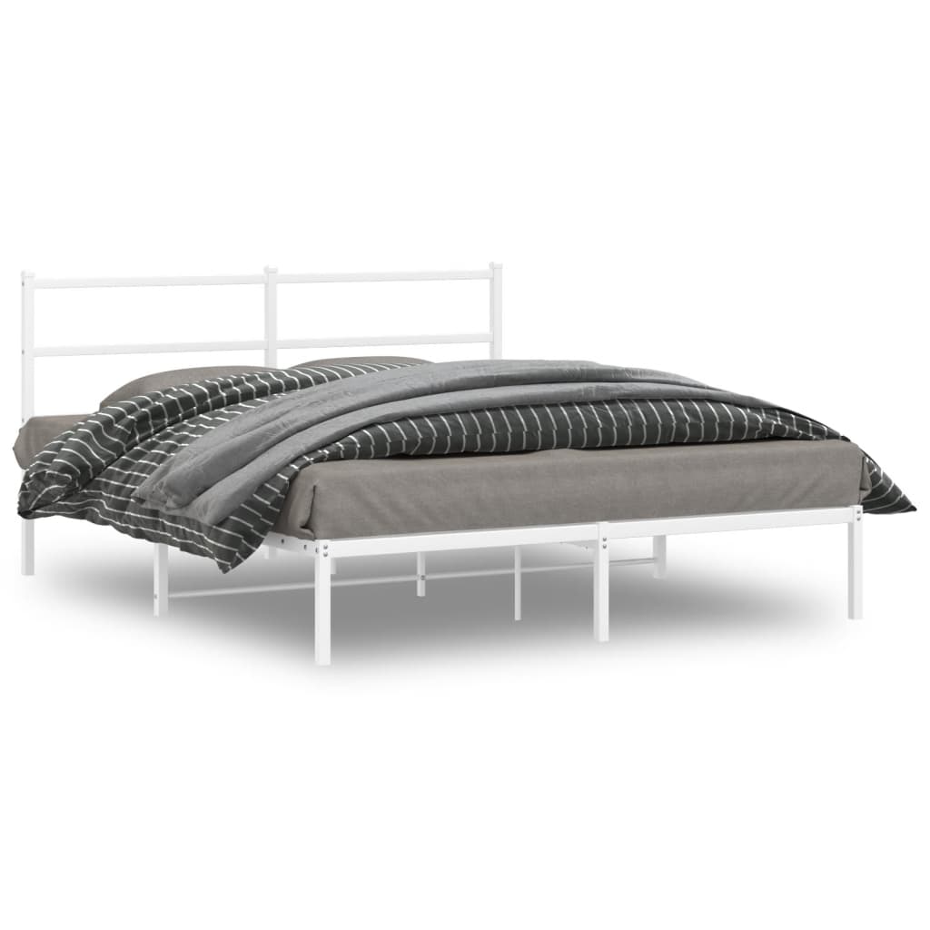 Bedframe met hoofdbord metaal wit 160x200 cm is nu te koop bij PeponiXL, paradijselijk wonen!