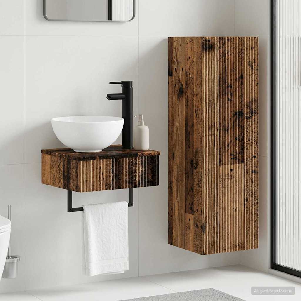 Badkamermeubelset 2 st Oud hout 33 x 34,5 x 100 cm Bewerkt hout is nu te koop bij PeponiXL, paradijselijk wonen!