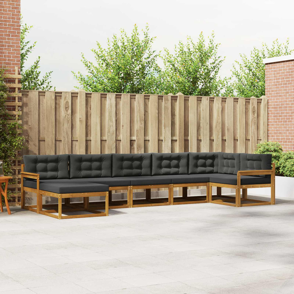 Buiten bankenset met kussen 7 pcs Natuurlijk en Antraciet is nu te koop bij PeponiXL, paradijselijk wonen!