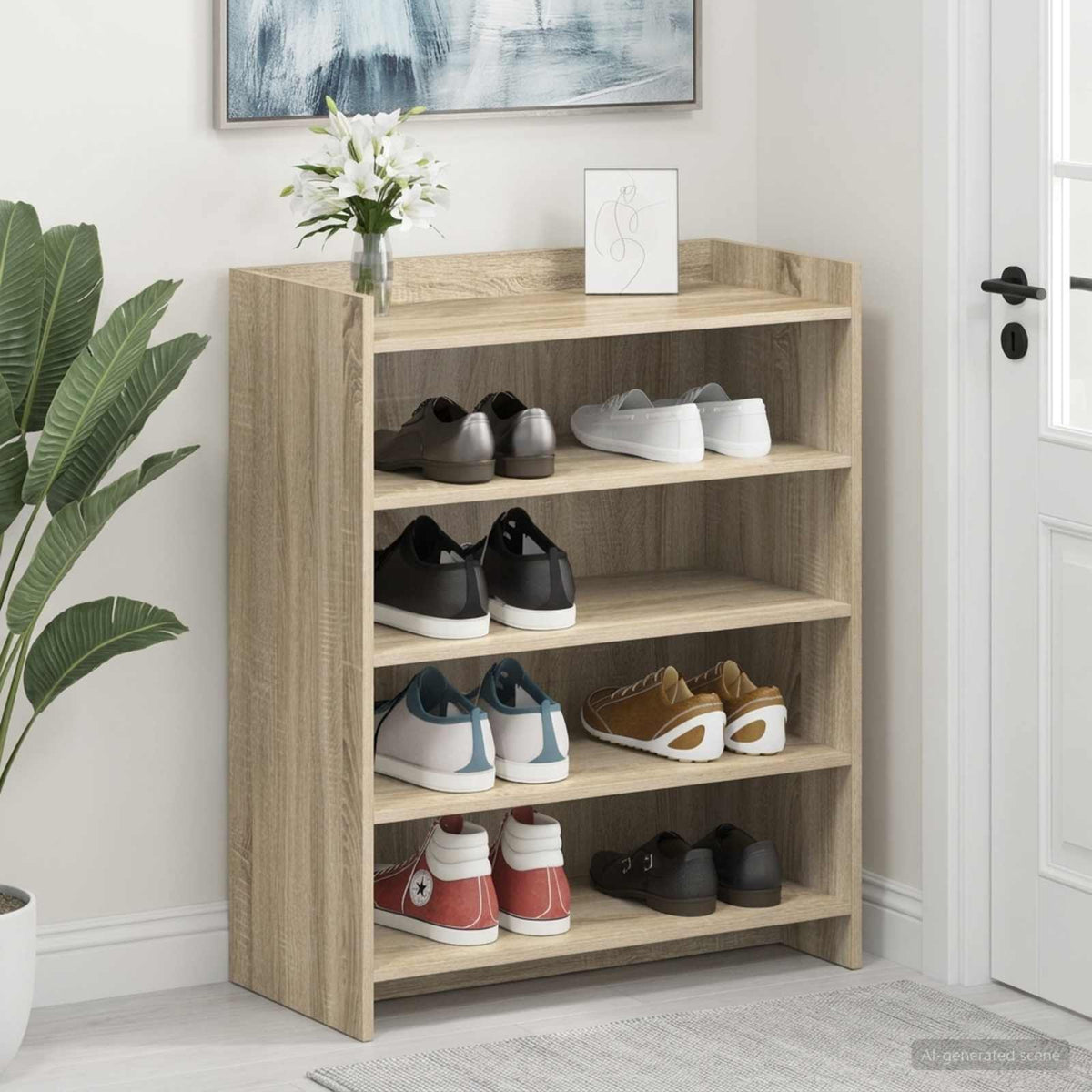 Schoenenkast Sonoma Eiken 73,5 x 36 x 92 cm Bewerkt hout is nu te koop bij PeponiXL, paradijselijk wonen!