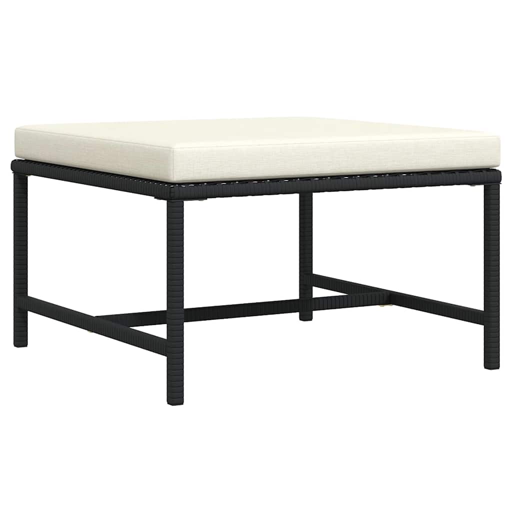 Voetensteun sectioneel met kussen poly rattan zwart is nu te koop bij PeponiXL, paradijselijk wonen!