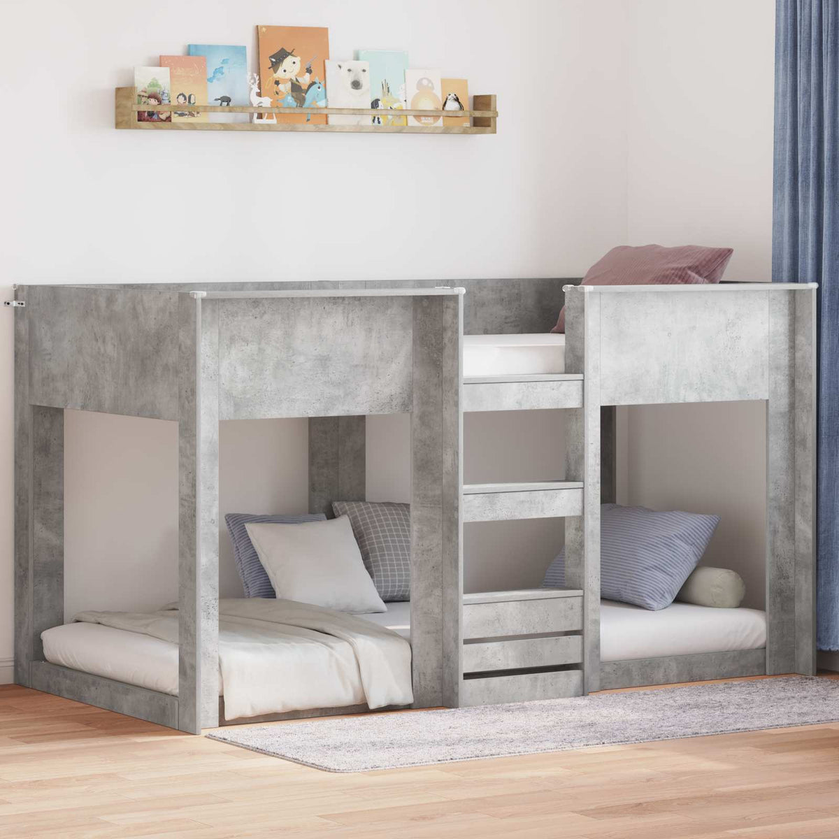Bunk Bed voor Kinderen Beton Grijs 90 x 190 cm Bewerkt hout is nu te koop bij PeponiXL, paradijselijk wonen!