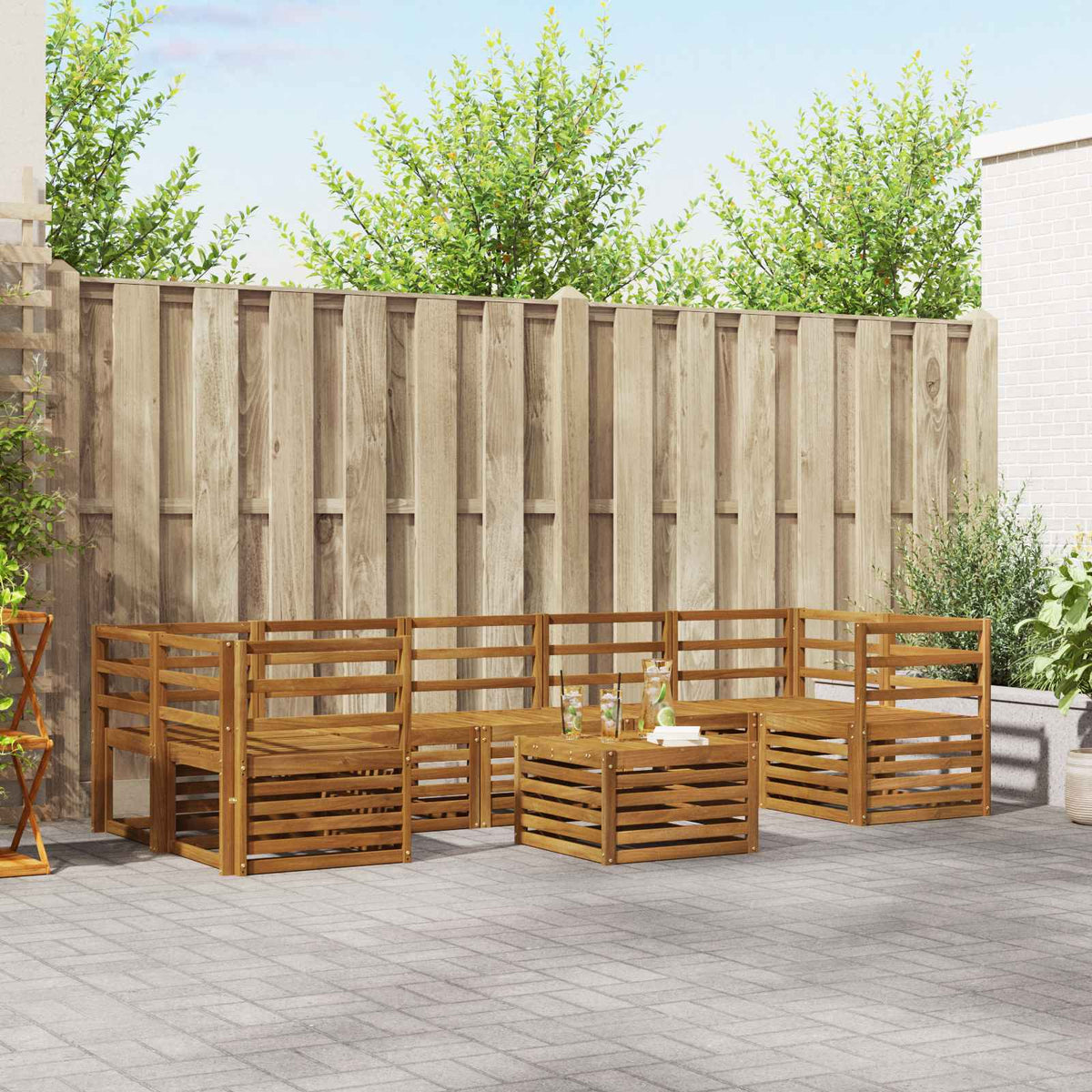 Sofa-Sets 8 pcs Naturel Massief Acaciahout is nu te koop bij PeponiXL, paradijselijk wonen!