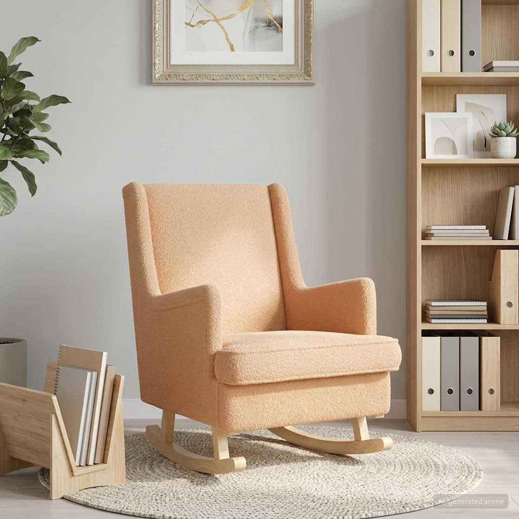 Schommelstoel Beige 62 x 80 x 85 cm Schapenstof is nu te koop bij PeponiXL, paradijselijk wonen!