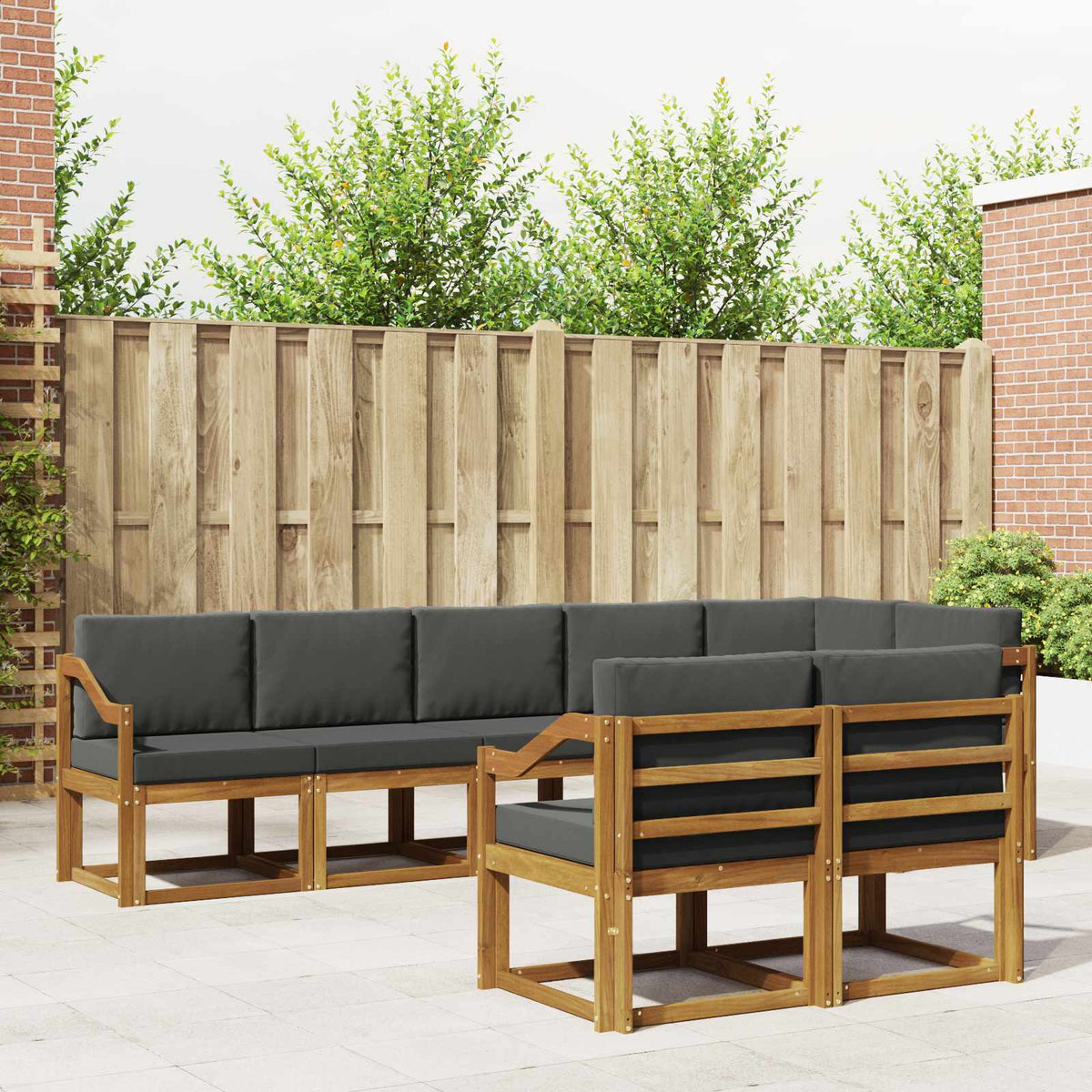 Buiten bankenset met kussen 8 pcs Natuurlijk en Antraciet is nu te koop bij PeponiXL, paradijselijk wonen!