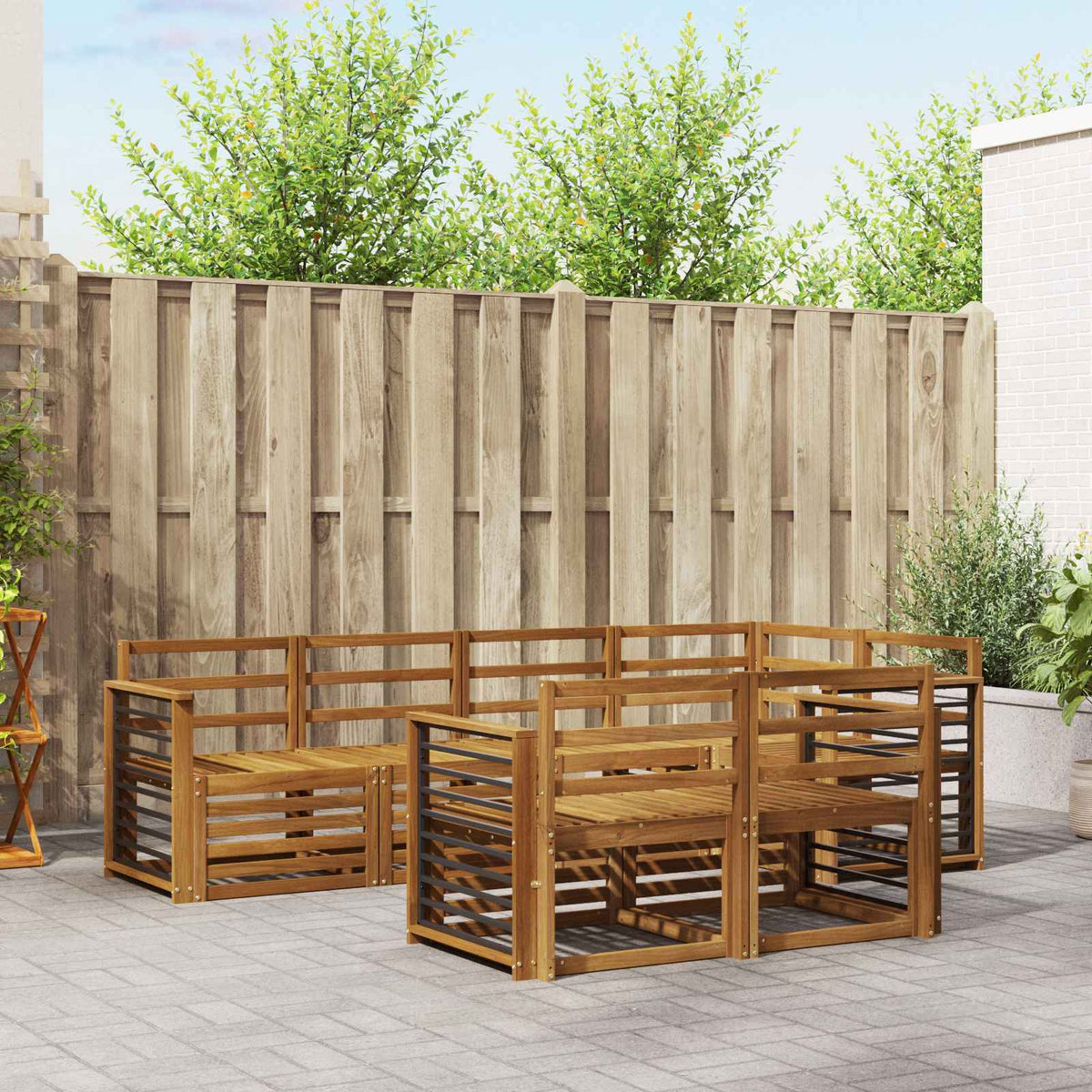 Sofa-Sets 7 pcs Naturel Massief Acaciahout is nu te koop bij PeponiXL, paradijselijk wonen!