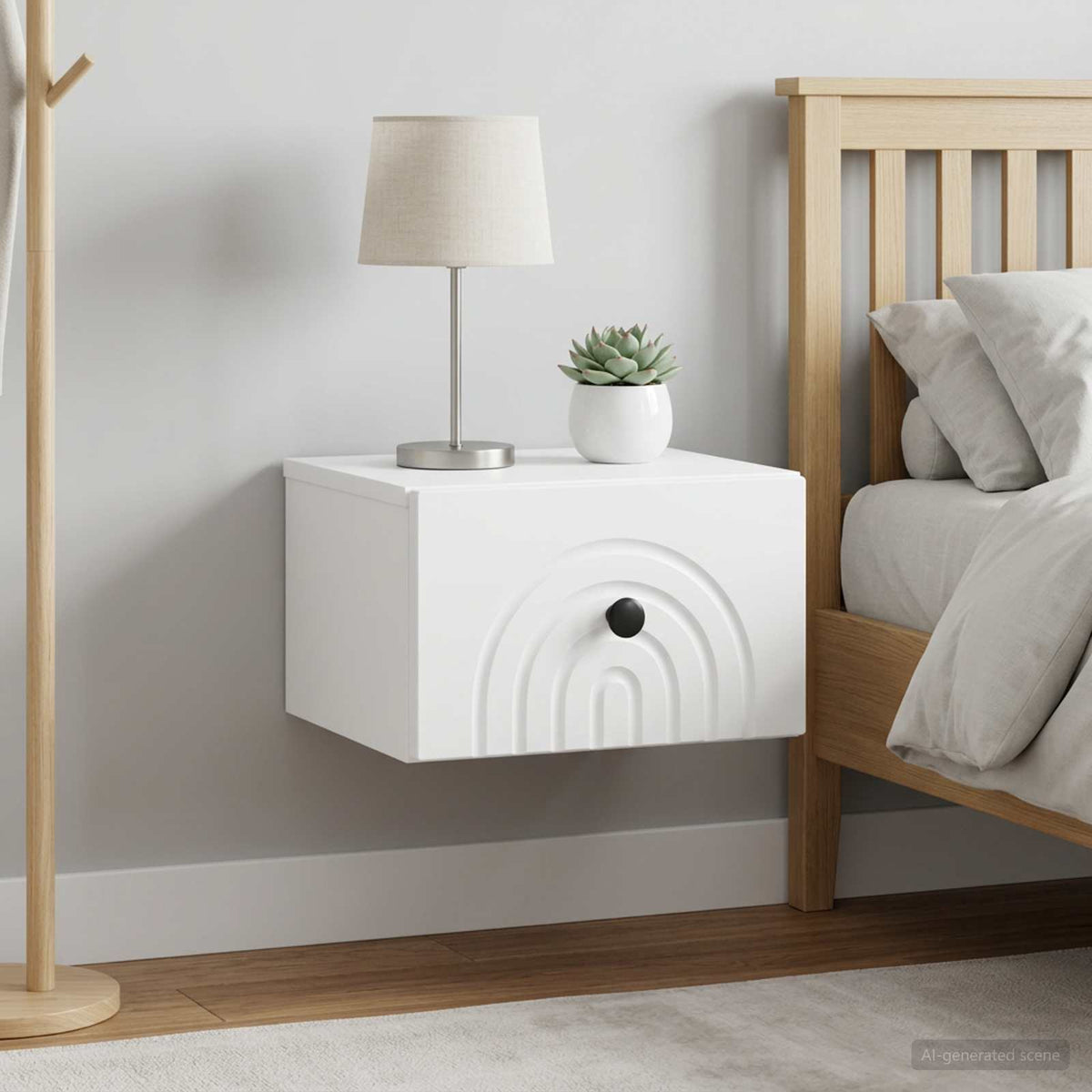 Wandbeugel Bedkast 2 pcs Wit 33 x 34,5 x 20 cm Bewerkt hout is nu te koop bij PeponiXL, paradijselijk wonen!