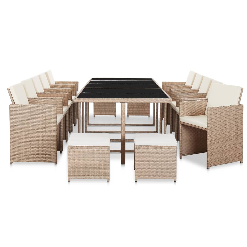 15-delige Tuinset met kussens poly rattan beige is nu te koop bij PeponiXL, paradijselijk wonen!