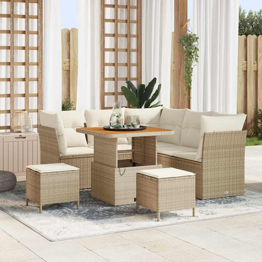 Tuin Sofa Set 8 st 5-Aantal zitplaatsen Beige en Crème is nu te koop bij PeponiXL, paradijselijk wonen!