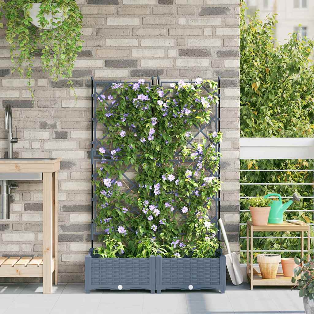 Tuin Bloempot 2 pcs Licht Grijs 80 x 40 x 125,5 cm Kunststof is nu te koop bij PeponiXL, paradijselijk wonen!