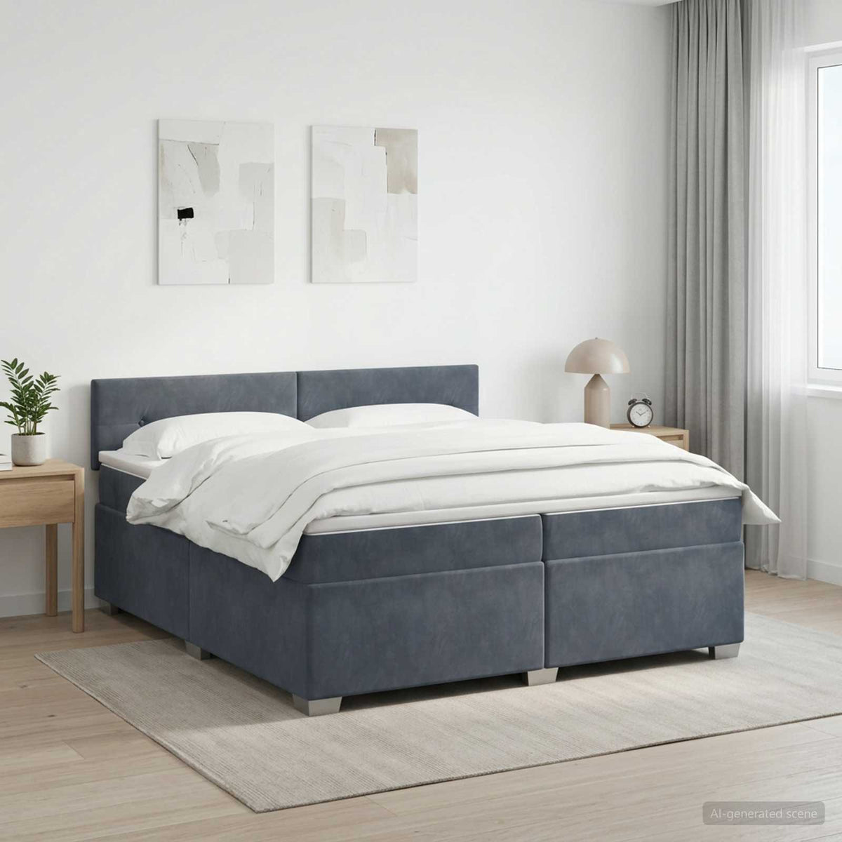 Boxspring Bed met Matras en LED Donkergrijs 200 x 200 cm is nu te koop bij PeponiXL, paradijselijk wonen!
