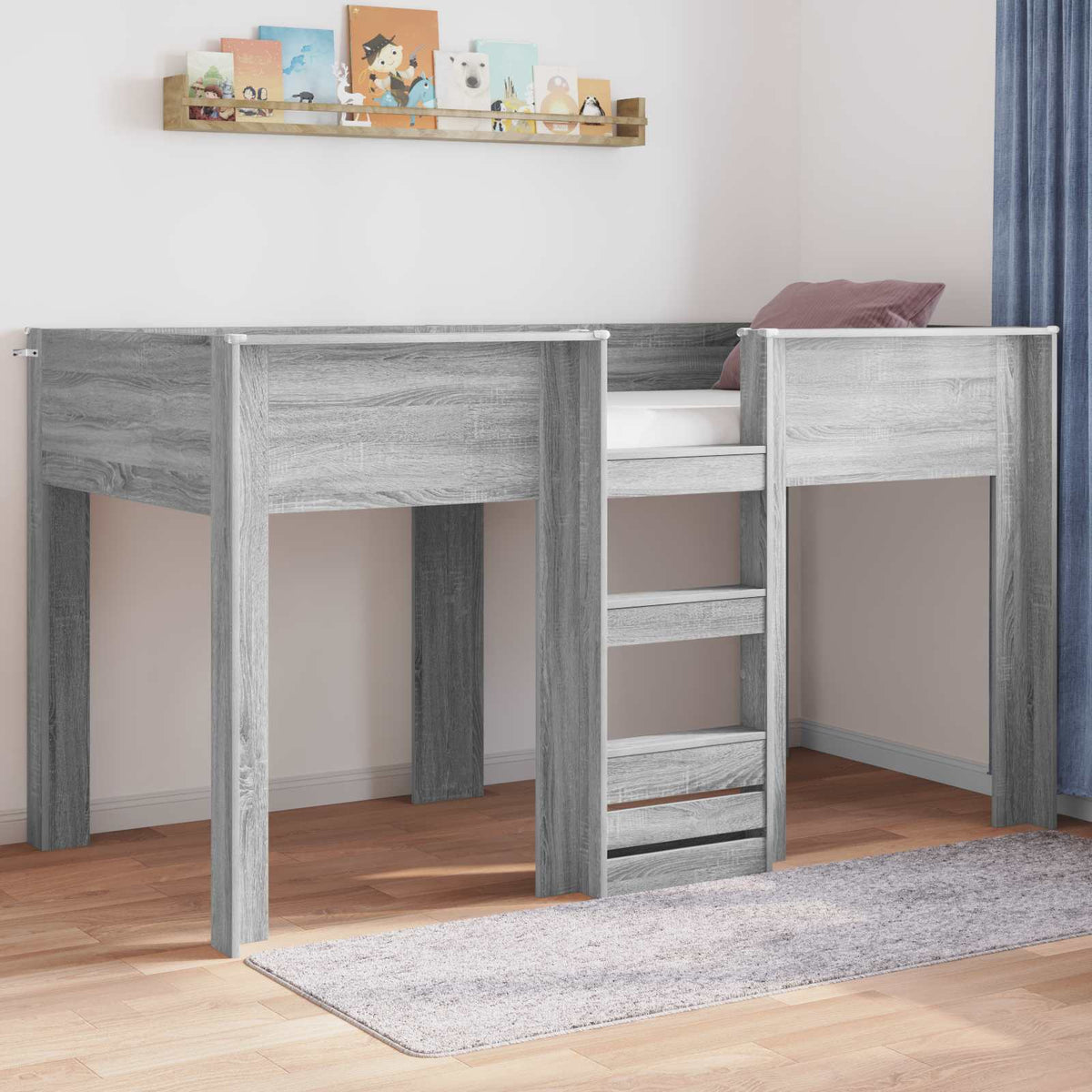 Bunk Bed voor Kinderen Grijs Sonoma 90 x 200 cm Bewerkt hout is nu te koop bij PeponiXL, paradijselijk wonen!