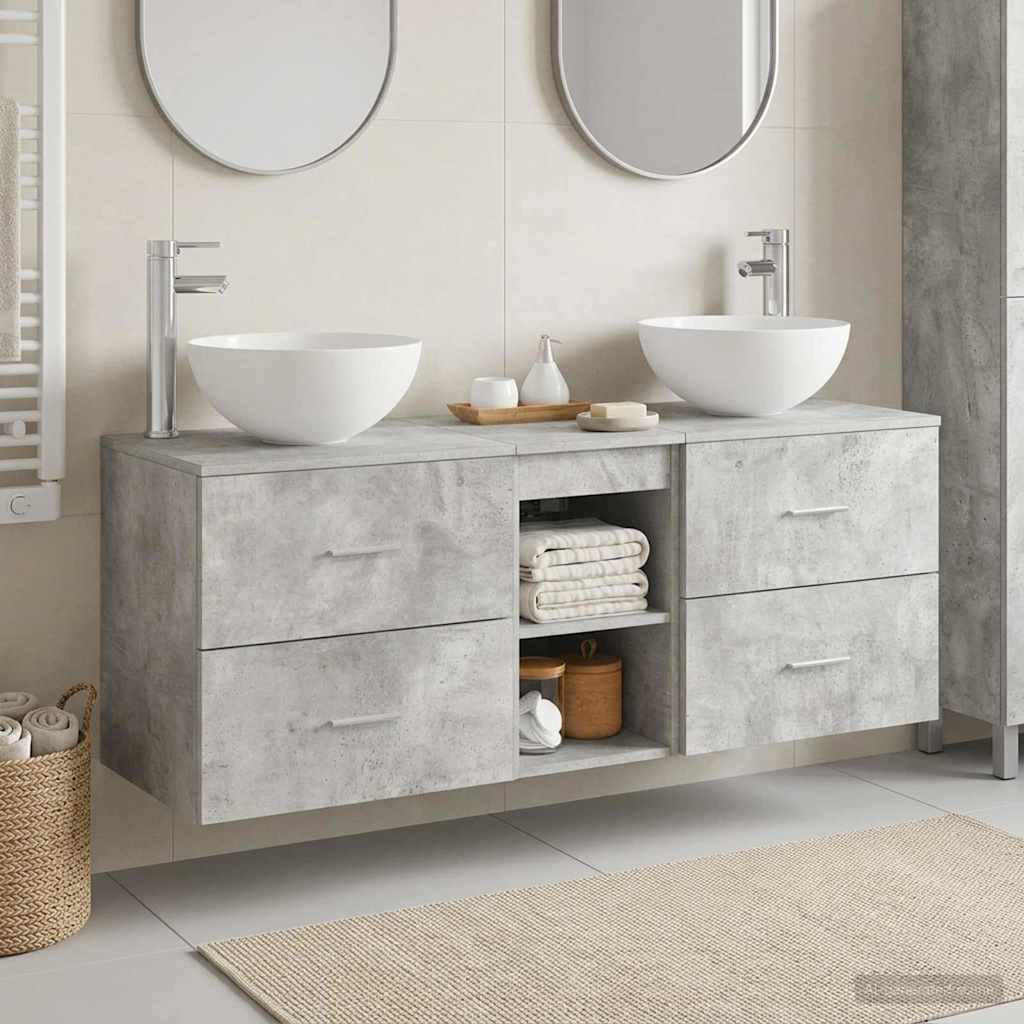 Badkamerkastenset 3 st Betongrijs 49,5 x 35 x 63 cm is nu te koop bij PeponiXL, paradijselijk wonen!