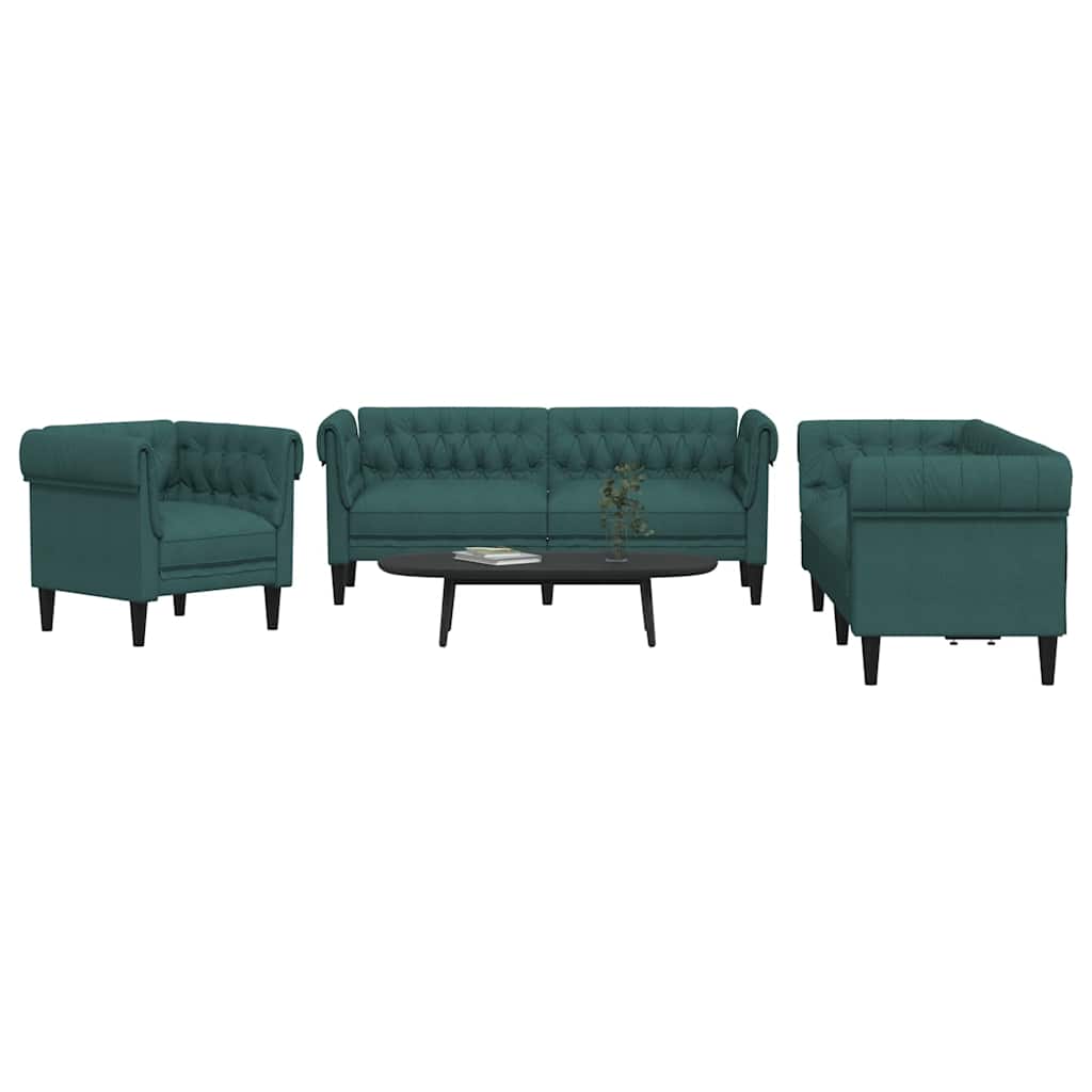 3-delige Loungeset stof donkergroen is nu te koop bij PeponiXL, paradijselijk wonen!