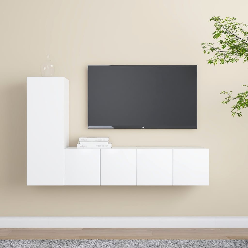 3-delige Tv-meubelset bewerkt hout wit is nu te koop bij PeponiXL, paradijselijk wonen!
