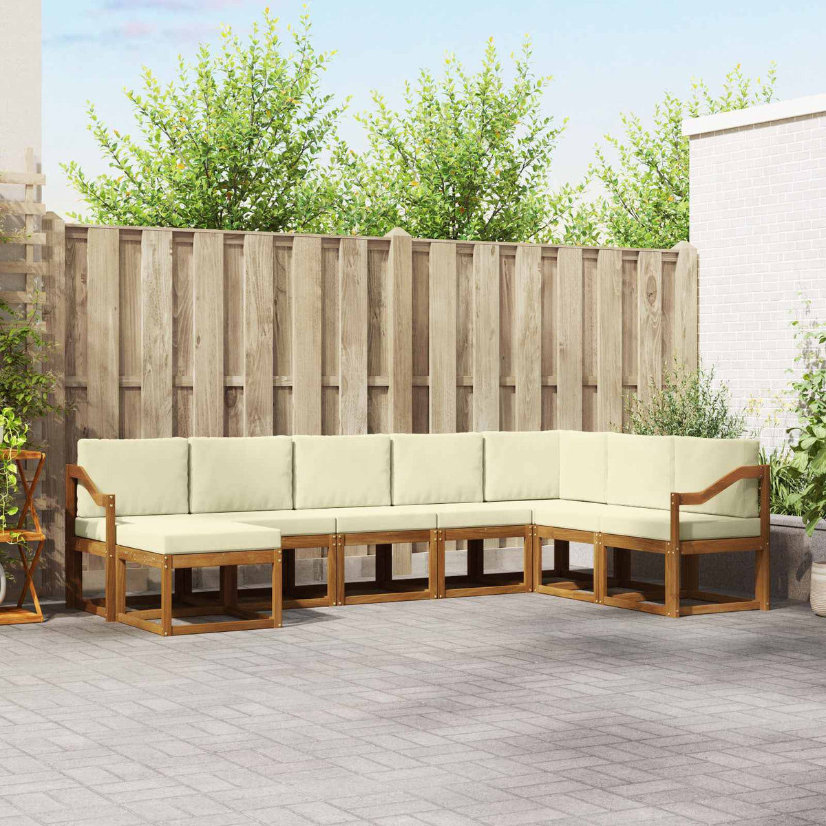 Buiten bankenset met kussen 8 pcs Natuurlijk en Crème is nu te koop bij PeponiXL, paradijselijk wonen!