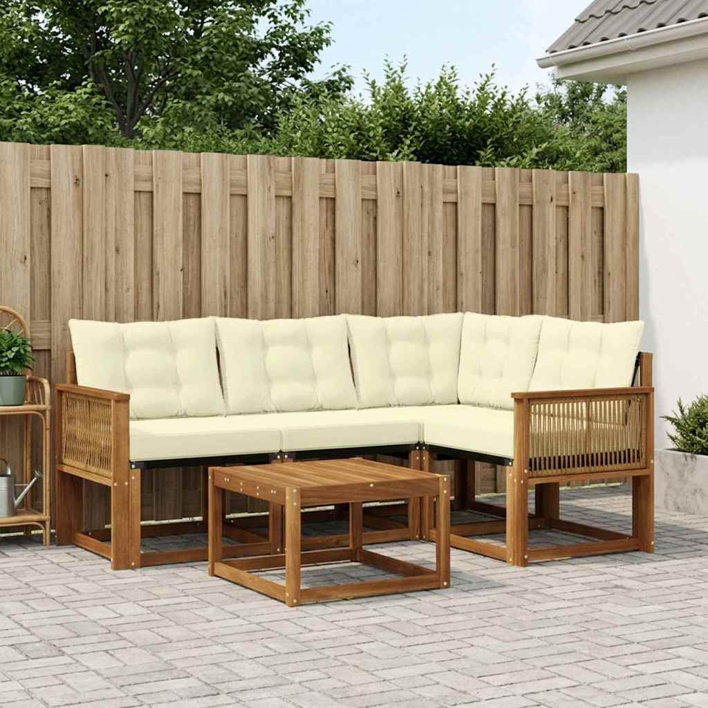 Buiten bankenset met kussen 5 pcs Natuurlijk en Crème is nu te koop bij PeponiXL, paradijselijk wonen!