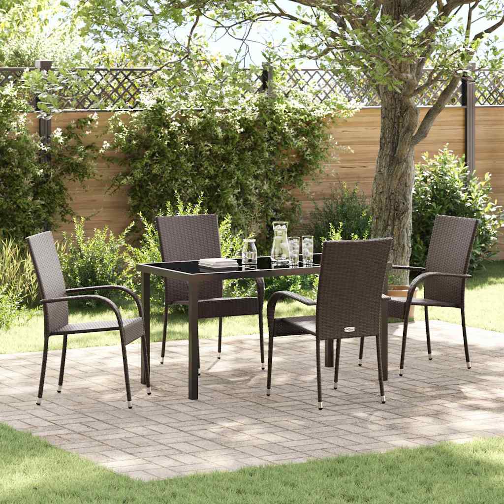 Tuin eettafelset 5 pcs Bruin Gepoedercoat staal is nu te koop bij PeponiXL, paradijselijk wonen!
