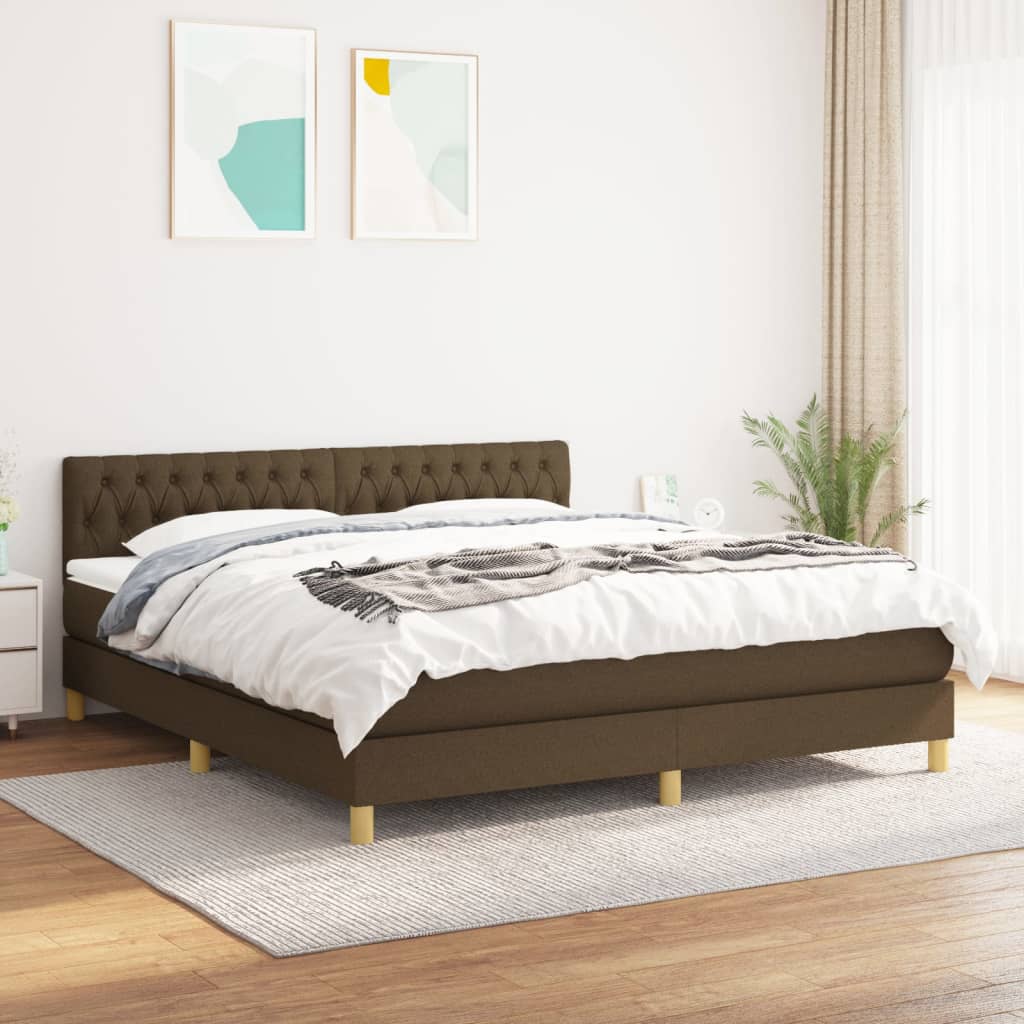 Boxspring met matras stof donkerbruin 180x200 cm is nu te koop bij PeponiXL, paradijselijk wonen!