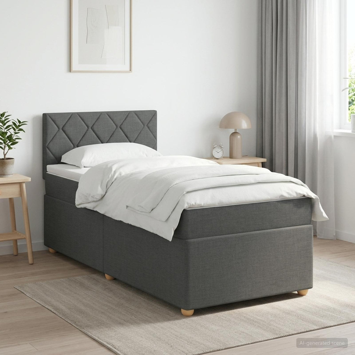 Boxspringbed met matras Donkergrijs 80 x 200 cm Stof is nu te koop bij PeponiXL, paradijselijk wonen!