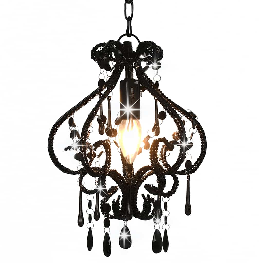 Plafondlamp met kralen rond E14 zwart is nu te koop bij PeponiXL, paradijselijk wonen!