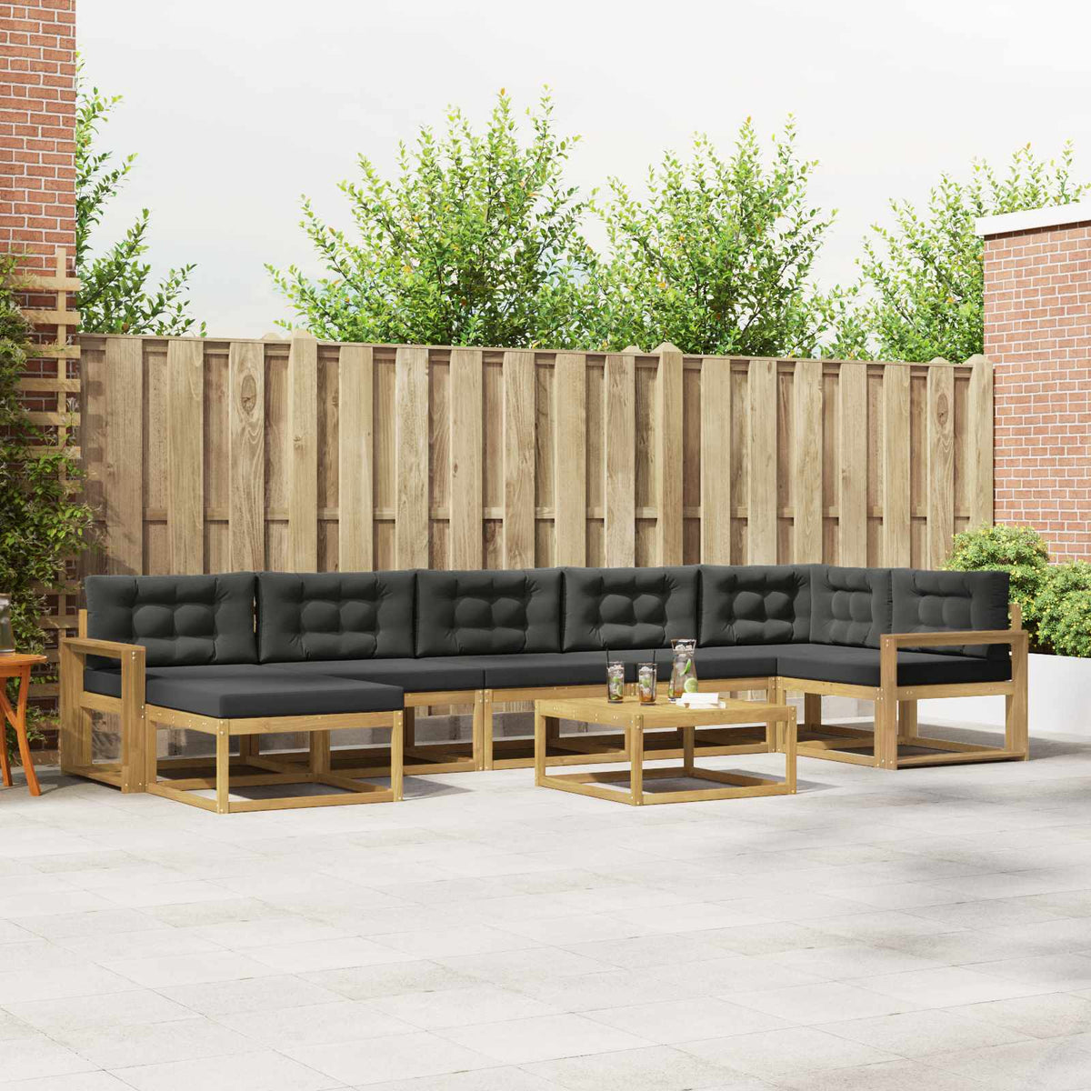 Buiten bankenset 8 pcs Wit en antracietkleurig is nu te koop bij PeponiXL, paradijselijk wonen!