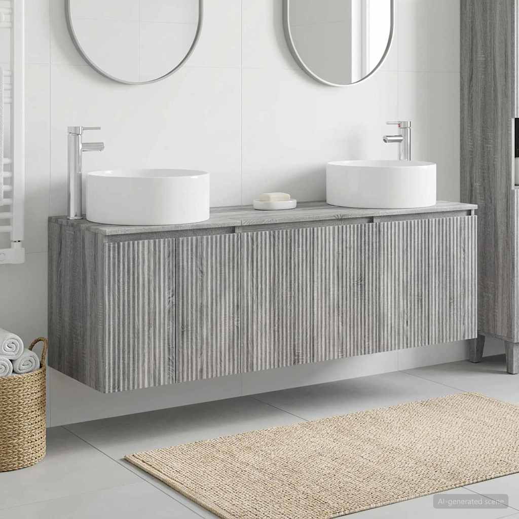 Badkamerkastenset 3 st Grijs Sonoma 49,5 x 44,5 x 65,5 cm is nu te koop bij PeponiXL, paradijselijk wonen!