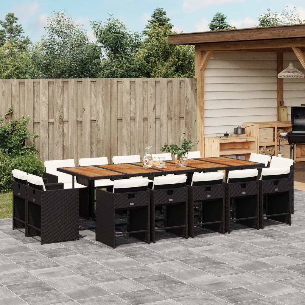 15-delige Tuinset met kussens poly rattan zwart is nu te koop bij PeponiXL, paradijselijk wonen!