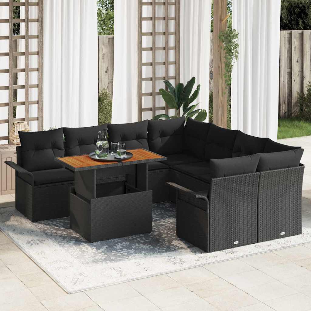 Tuin Sofa Set met kussen Zwart is nu te koop bij PeponiXL, paradijselijk wonen!