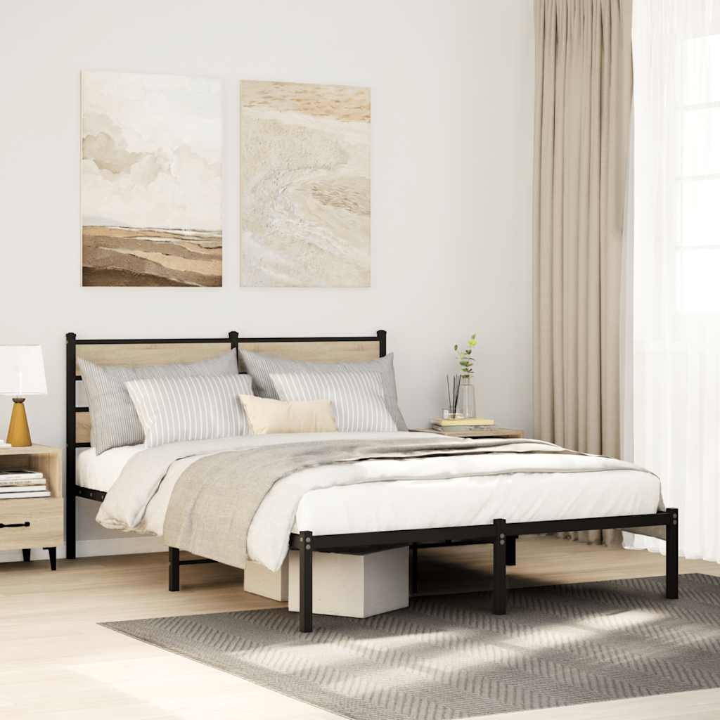 Bedframe zonder matras metaal sonoma eikenkleurig 140x190 cm is nu te koop bij PeponiXL, paradijselijk wonen!