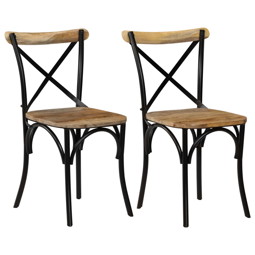 Kruisstoelen 2 st massief mangohout zwart is nu te koop bij PeponiXL, paradijselijk wonen!