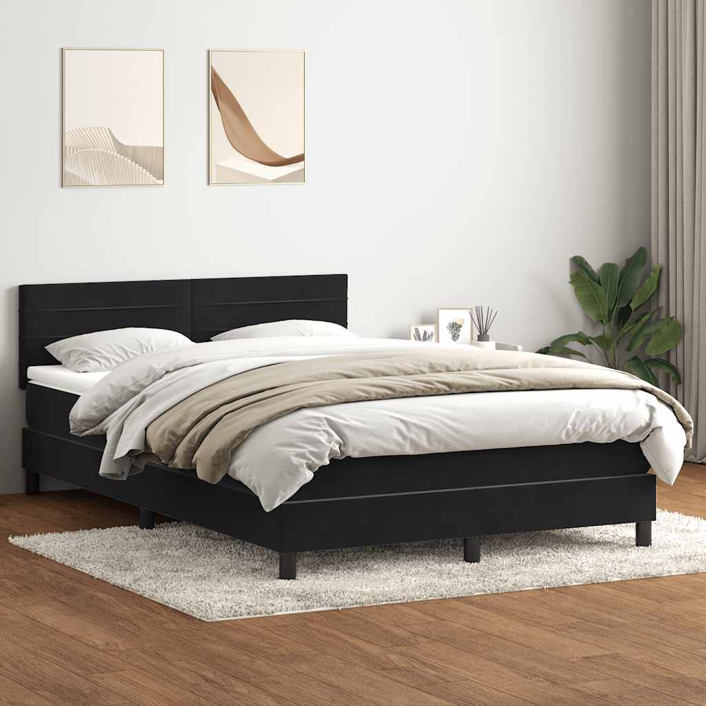 Boxspring met matras fluweel zwart 160x210 cm is nu te koop bij PeponiXL, paradijselijk wonen!