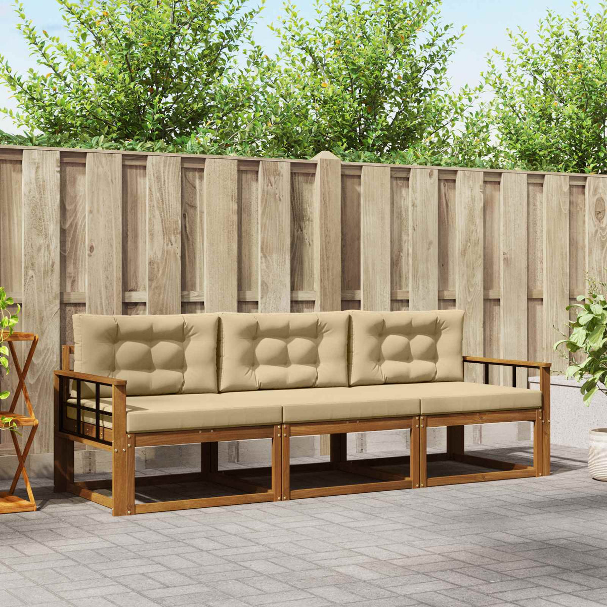 Buiten bankenset met kussen 3 pcs Natuurlijk en Beige is nu te koop bij PeponiXL, paradijselijk wonen!