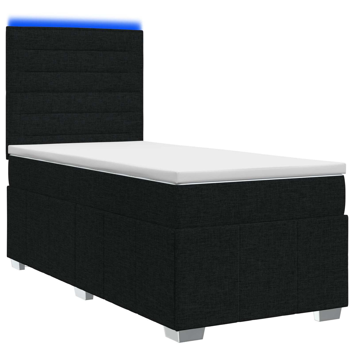 LED Boxspring Bed met Matras Zwart 90 x 200 cm Stof is nu te koop bij PeponiXL, paradijselijk wonen!