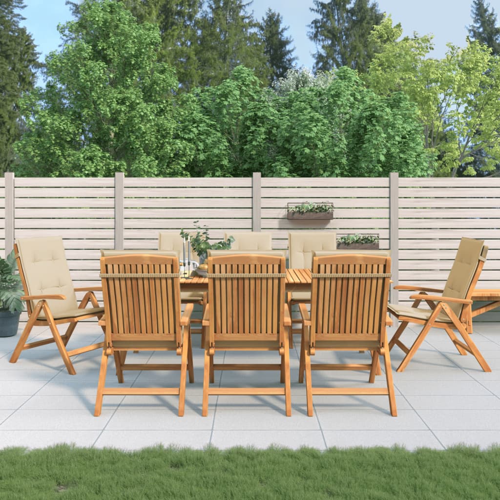 Tuinstoelen 8 st verstelbaar met kussens massief teakhout is nu te koop bij PeponiXL, paradijselijk wonen!