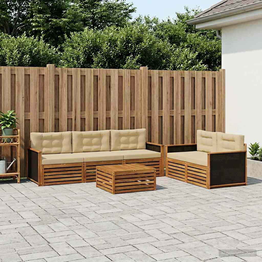 Buiten bankenset 6 pcs Natuurlijk en Beige is nu te koop bij PeponiXL, paradijselijk wonen!