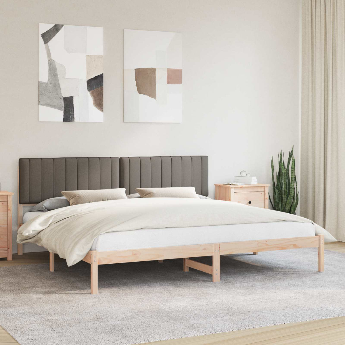 Bedframe met Gevoerd Hoofdgedeelte Taupe 200 x 200 cm is nu te koop bij PeponiXL, paradijselijk wonen!