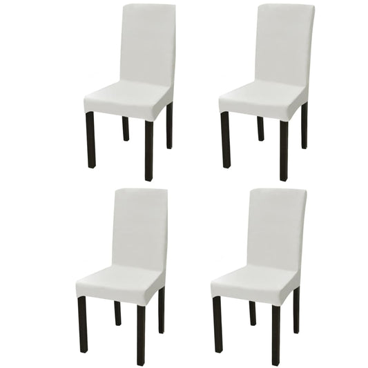 Stoelhoezen 4 st stretch recht crèmekleurig is nu te koop bij PeponiXL, paradijselijk wonen!