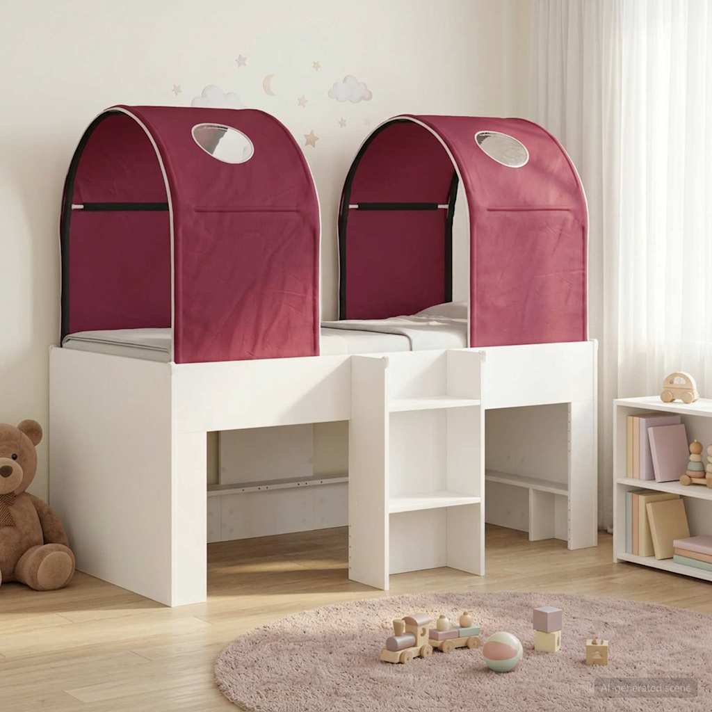 Bed met Tunnel 4 pcs Wit en Rood Bewerkt hout is nu te koop bij PeponiXL, paradijselijk wonen!