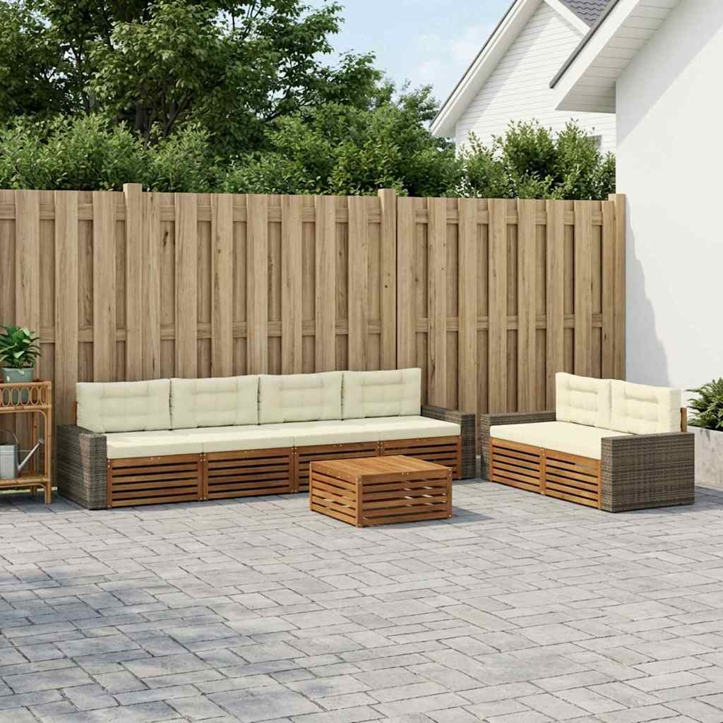 Buiten bankenset met kussen 7 pcs Natuurlijk en Crème Polyester is nu te koop bij PeponiXL, paradijselijk wonen!