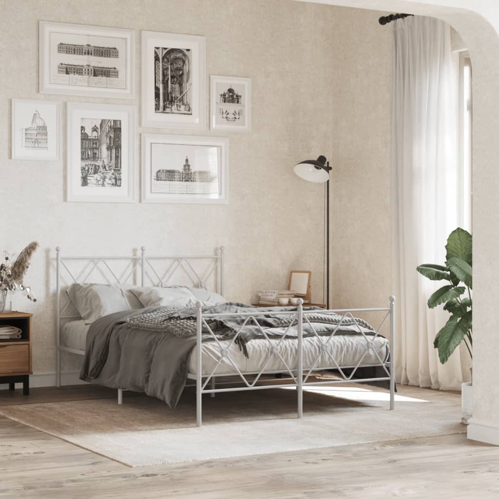 Bedframe met hoofd- en voeteneinde metaal wit 120x200 cm is nu te koop bij PeponiXL, paradijselijk wonen!