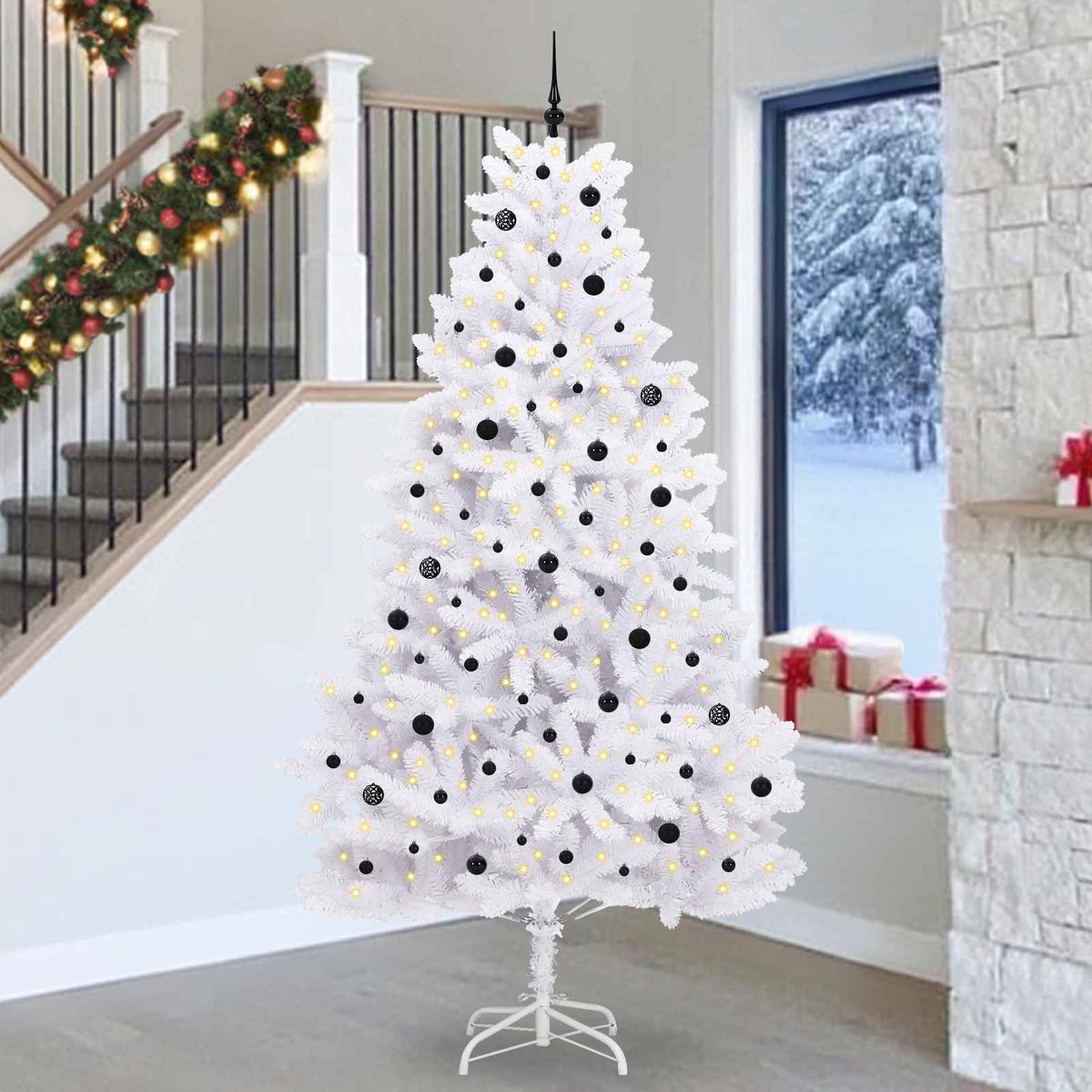 Kunstmatige Inklapbare Kerstboom Wit 270 cm PVC en staal is nu te koop bij PeponiXL, paradijselijk wonen!