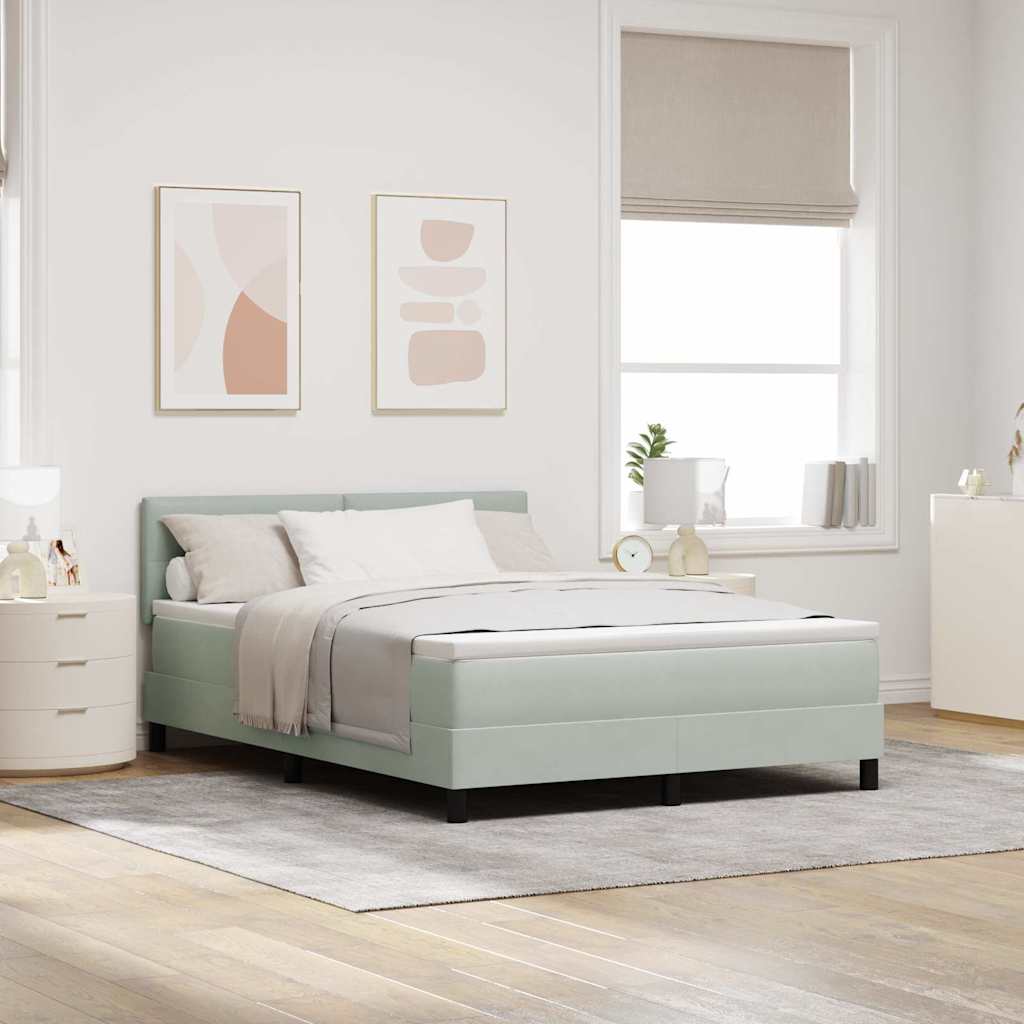 Boxspringbed met matras Lichtgrijs 140 x 200 cm Fluweel is nu te koop bij PeponiXL, paradijselijk wonen!