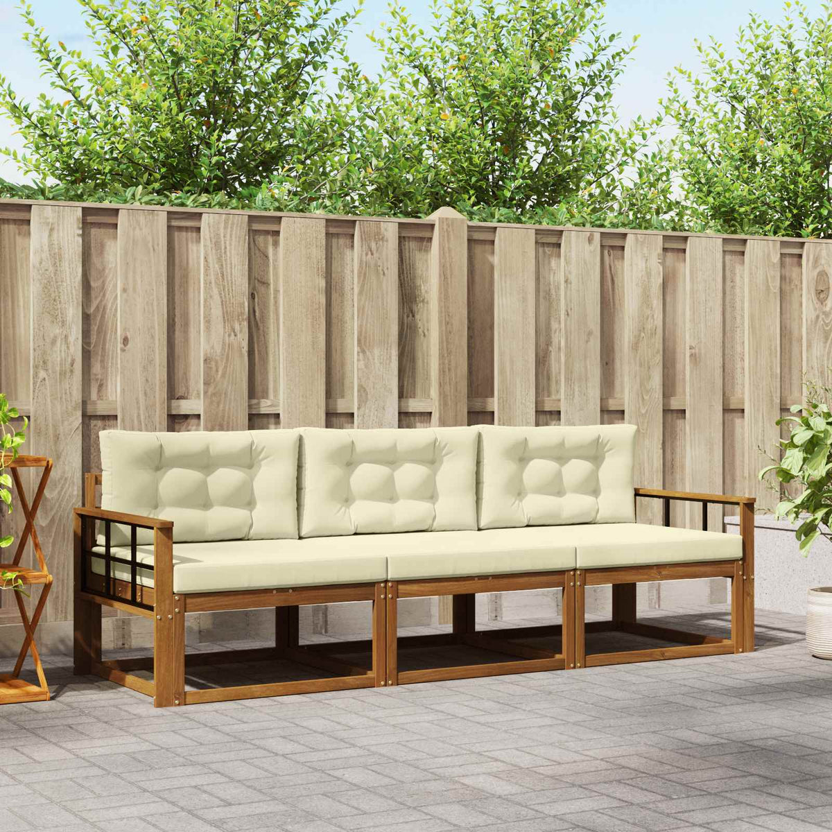 Buiten bankenset met kussen 3 pcs Natuurlijk en Crème is nu te koop bij PeponiXL, paradijselijk wonen!