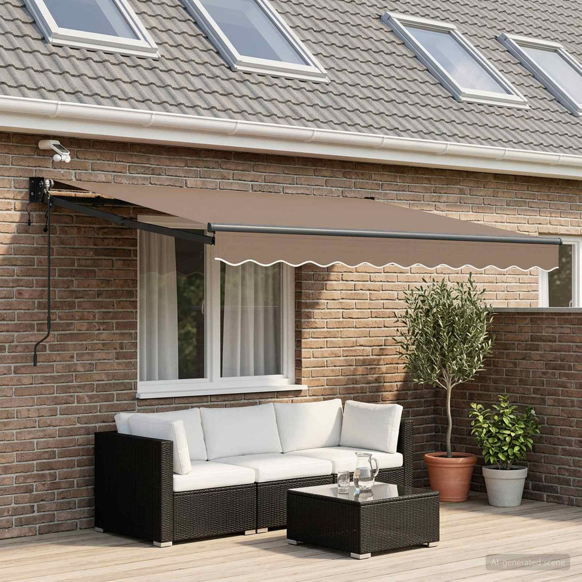 Elektrisch Uittrekbaar Zonnescherm Taupe is nu te koop bij PeponiXL, paradijselijk wonen!