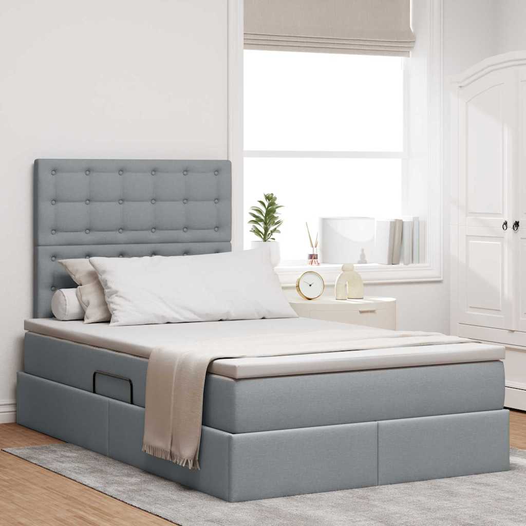 Opbergbed met LED met matras Lichtgrijs 120 x 200 cm Polyester is nu te koop bij PeponiXL, paradijselijk wonen!